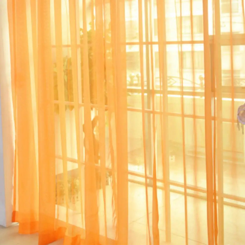Sheer Curtain Eye-catching Window Drape Smooth Surface Washable Useful Practical Material Tulle Curtain