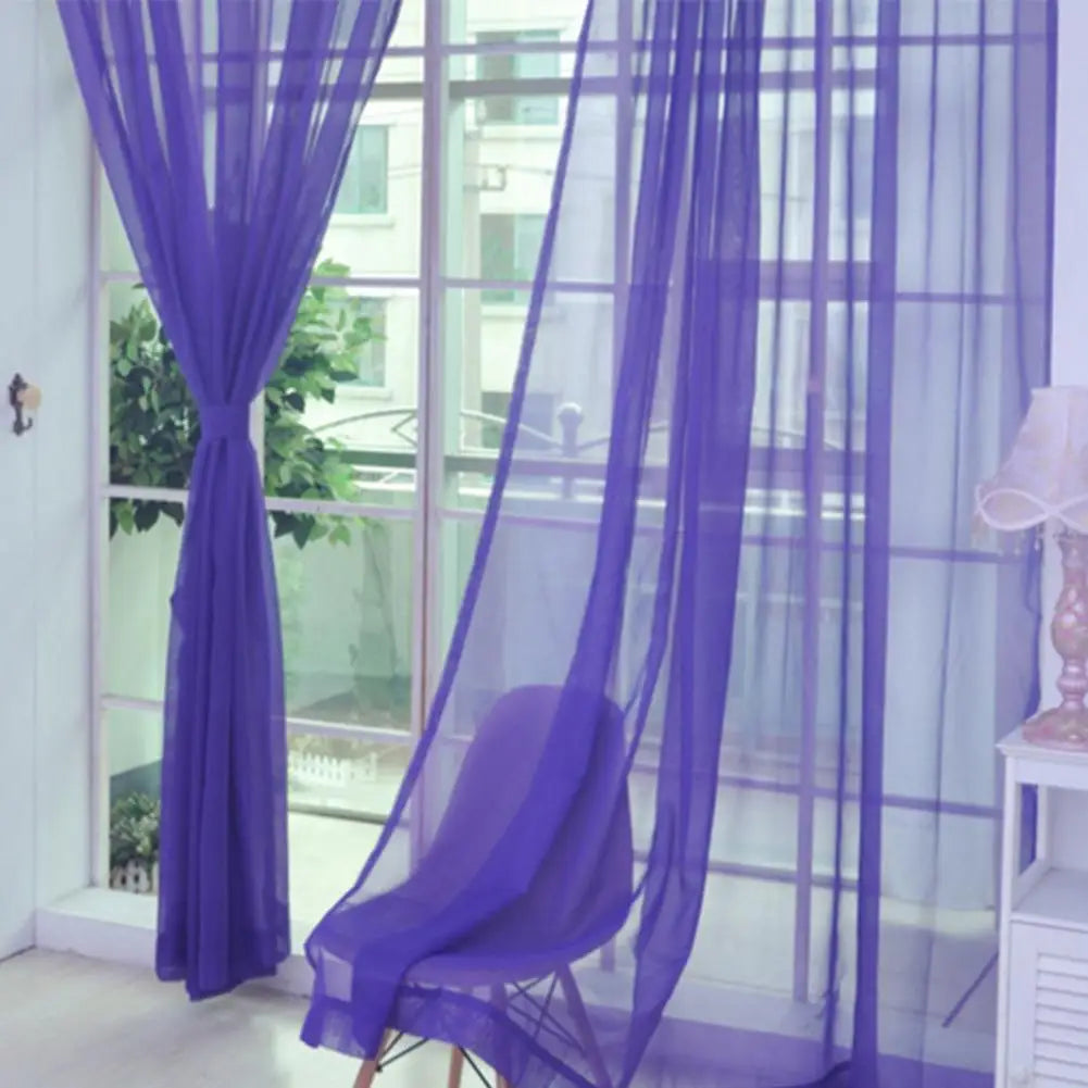 Sheer Curtain Eye-catching Window Drape Smooth Surface Washable Useful Practical Material Tulle Curtain