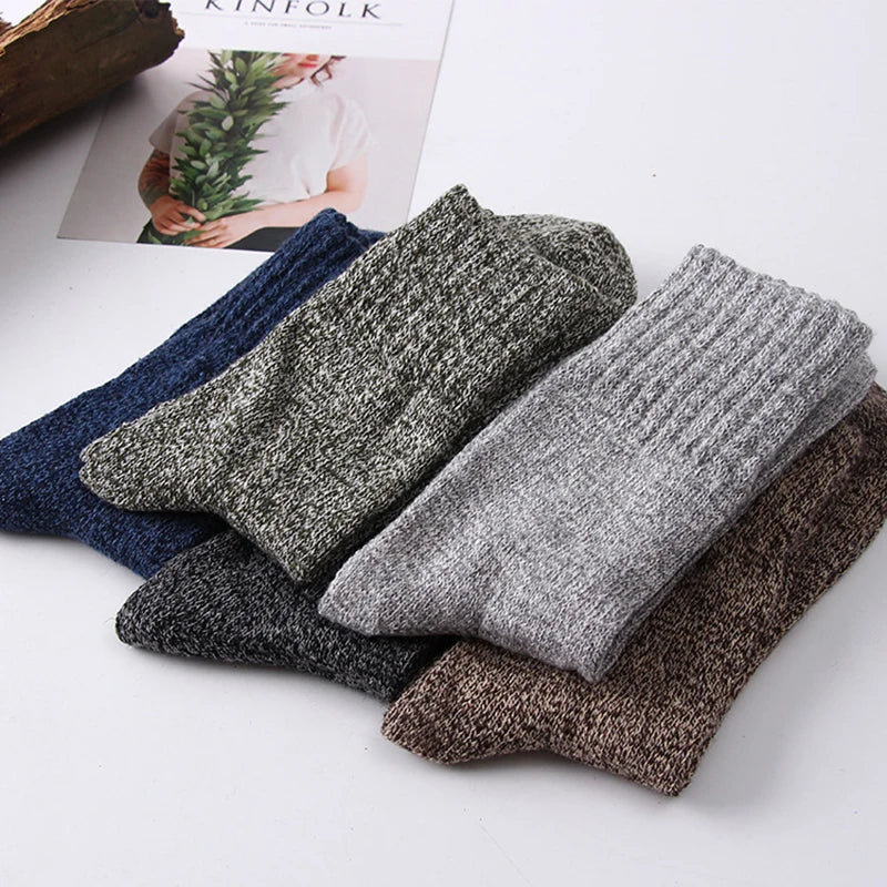 New 5 Pair/Lot Men's Wool Socks Stripe Casual comfortable Calcetines Hombre Thick Winter keep warm Male High Quality