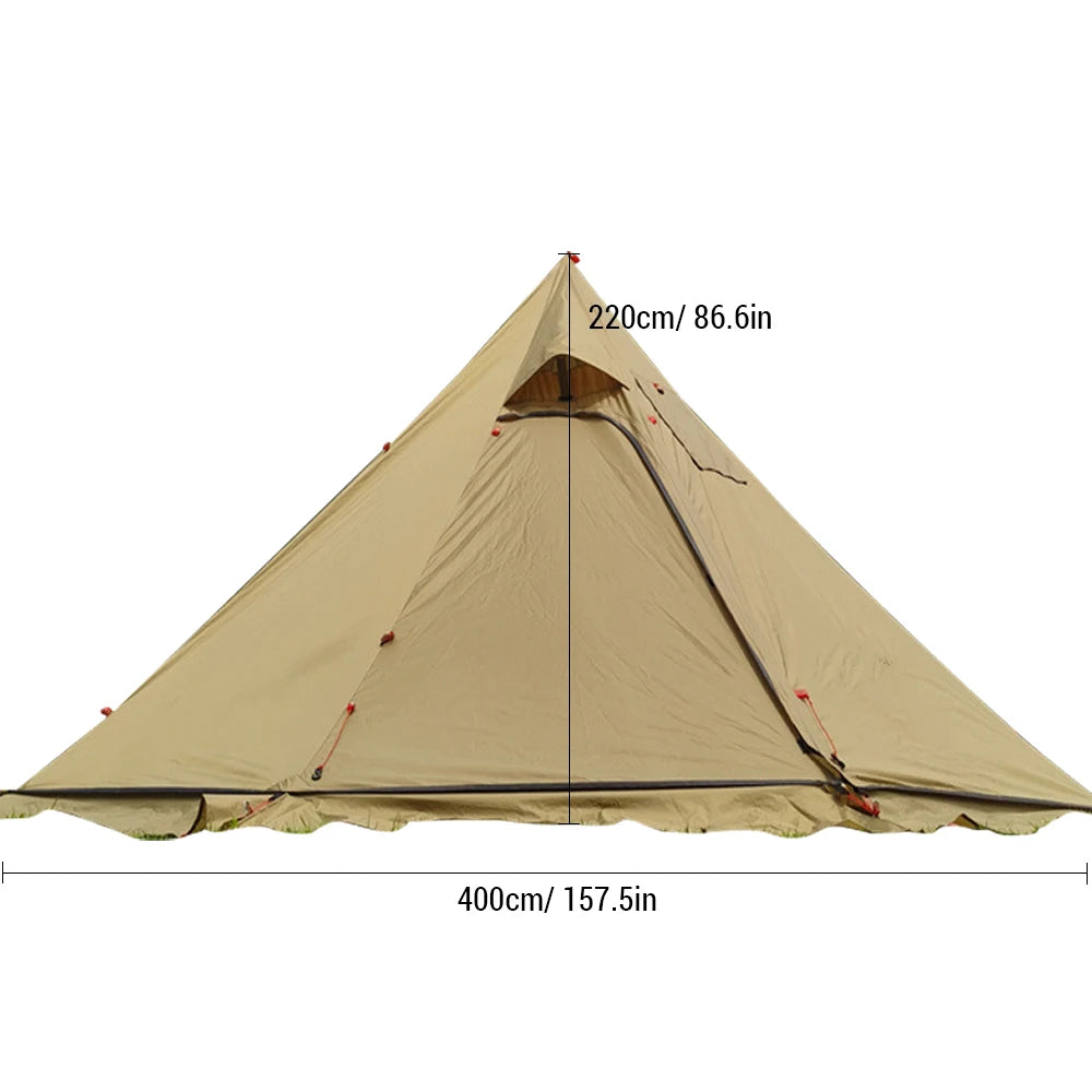4-6 People Tipi Hot Tent with Stove Jack Camping Pyramid Teepee Tent for Camping Backpacking Hiking Teepee Tent with Stove Hole