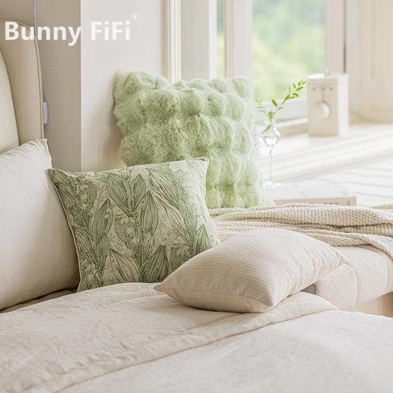 Modern and Fresh Ins Wind Matcha Green Home Living Room Sofa Window Float Pillow Throwing Pillow Simple and Light Luxury Cushion