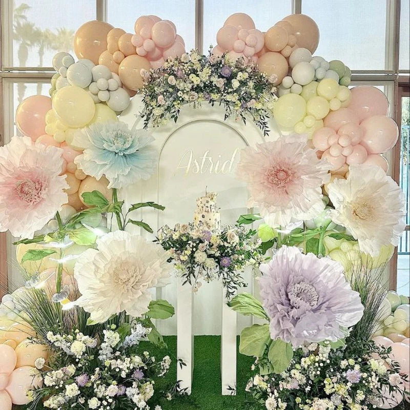 70/60/50cm Giant Gauze Flowers Artificial Poppy Flower Wedding Decoration Girl Birthday Party Props Fairy Garden Party Decor