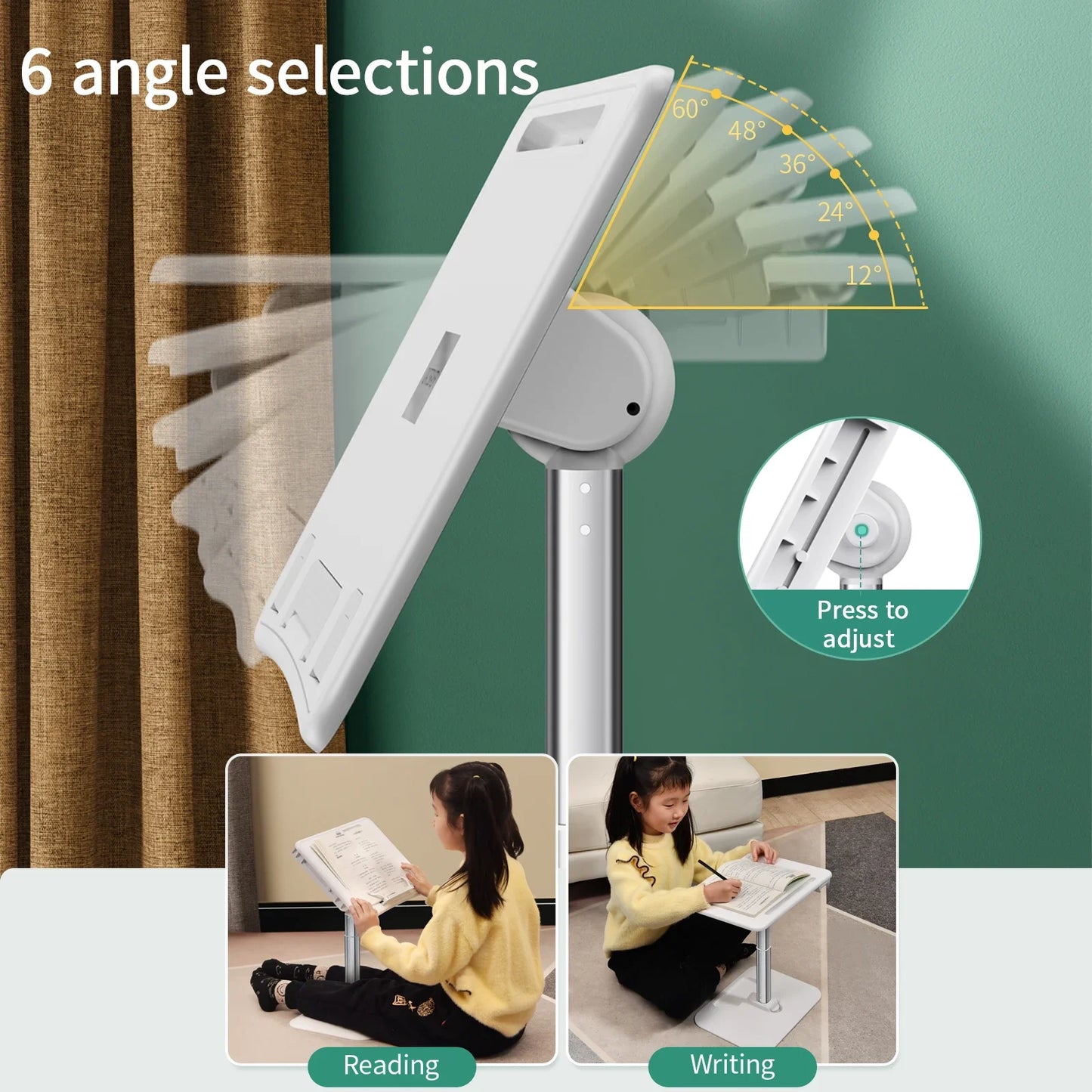 Oatsbasf Book Reading Desk with LED Night Light Angle Adjustable Laptop Stand with Lamp Notebook Holder Computer Accessories