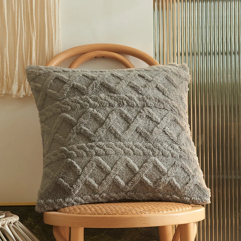 Twist KnittingPlush Pillow Case Vintage Knitted Cushion Cover Simple Cushion Plush Pillowcase Headboard Back