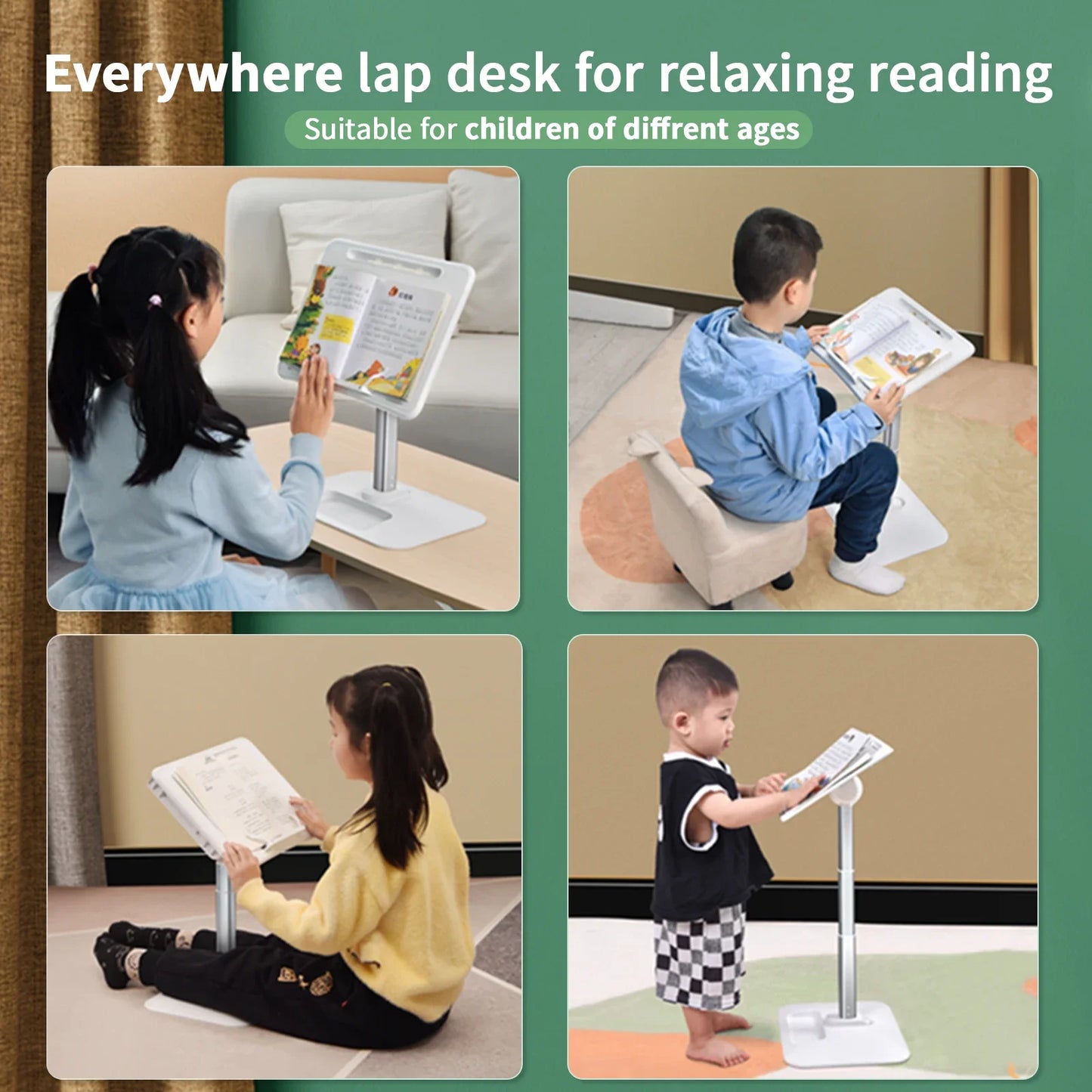 Oatsbasf Book Reading Desk with LED Night Light Angle Adjustable Laptop Stand with Lamp Notebook Holder Computer Accessories