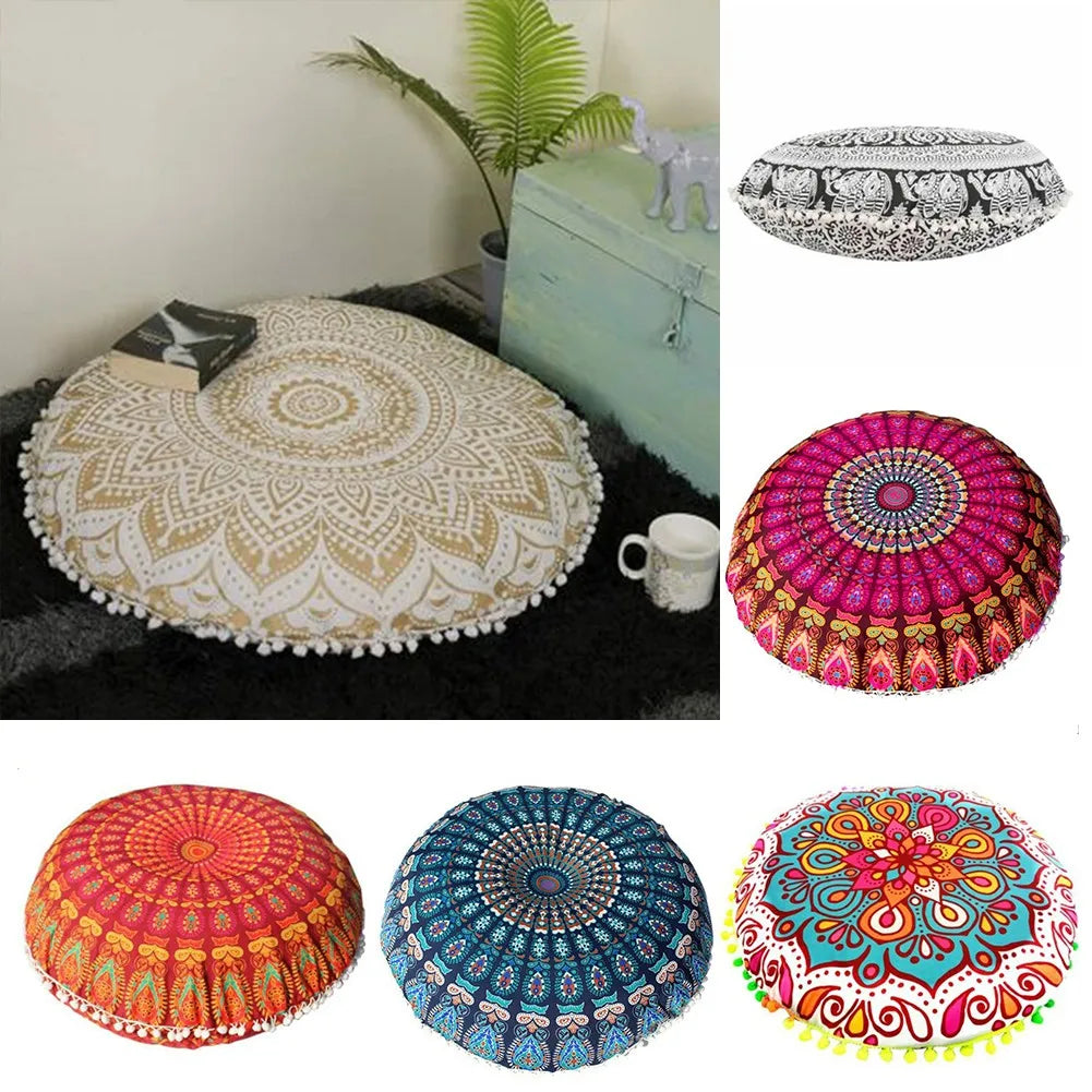 43CM Round Pattern Pillowcase Bohemian Cushion Cover Floor Cushion Printed Pillows Cover For Home Hotel Bar Car Decorate