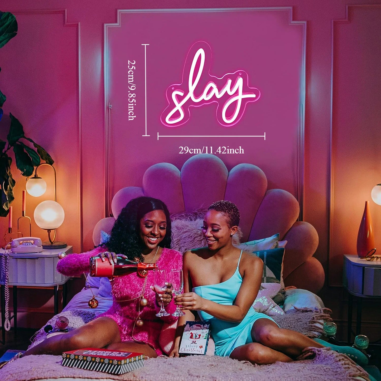 Pink Slay Neon Signs LED Neon Light Sign Light Up Neon Signs USB Powered for Bedroom Girls Room Decor Great Birthday Gifts