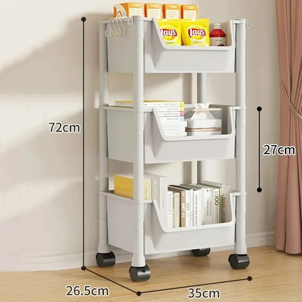 Children's Bookcases Rack Furniture With Wheels Removable Small Bookshelves With Wheels Cart Home Toy Storage Reading Shelves