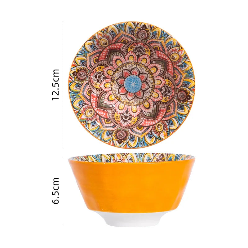 Vintage Ceramic Tableware Bohemia Style Dinner Plates Sets Kitchen Supplies Full Tableware of Plates Porcelain Dinnerware Set