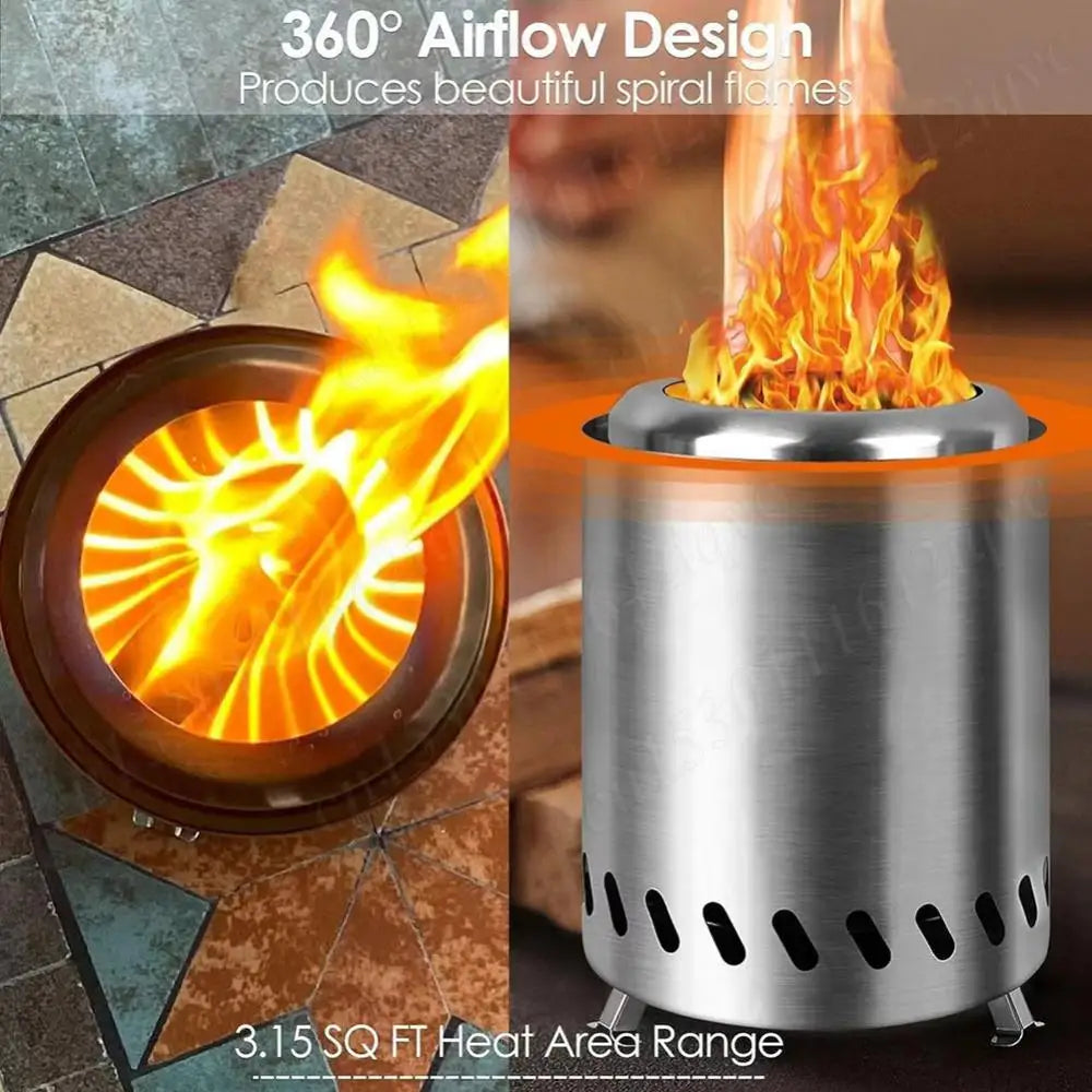 Outdoor Burner Heater Smokeless Tabletop Fire Pit Stainless Steel Camping Smokeless Stove Tabletop Firepit Mini Fire Pit Bonfire