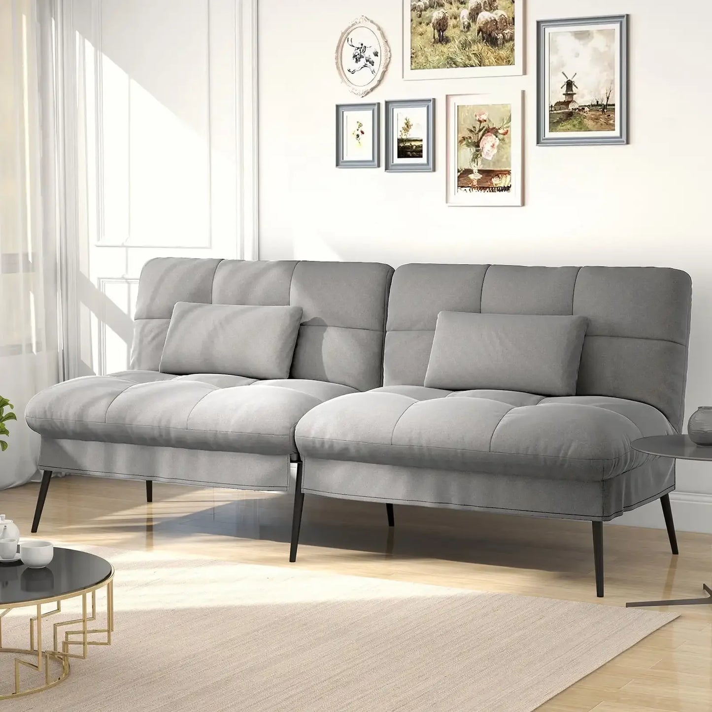 Cloud Comfort Convertible Futon Sofa Bed, Gray