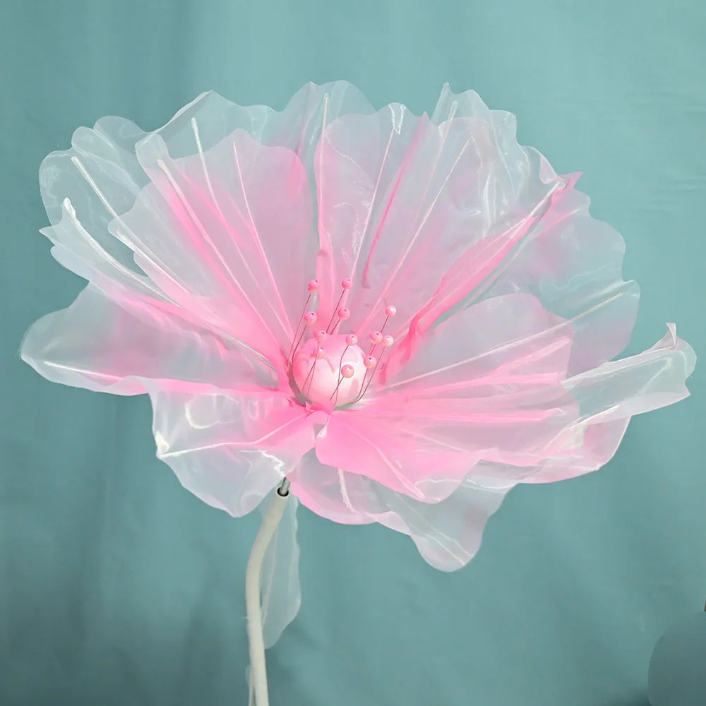 70/60/50cm Giant Gauze Flowers Artificial Poppy Flower Wedding Decoration Girl Birthday Party Props Fairy Garden Party Decor