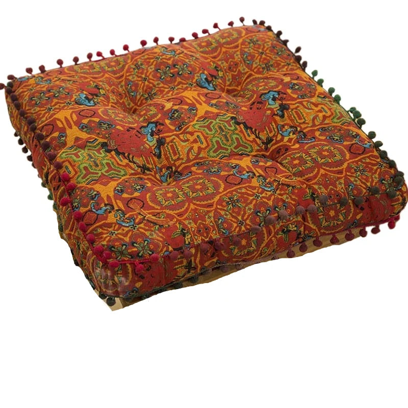 Bohemian Style Thickened Cotton Linen Cushion for Ground Lazy People with Moroccan Window Tatami Mat Pillow Puff Cushion That