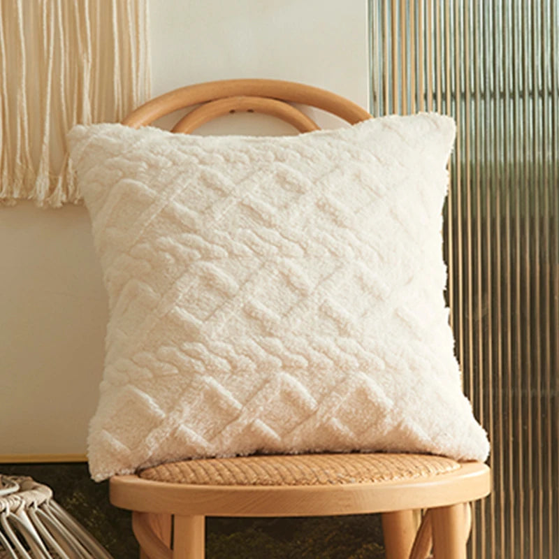 Twist KnittingPlush Pillow Case Vintage Knitted Cushion Cover Simple Cushion Plush Pillowcase Headboard Back
