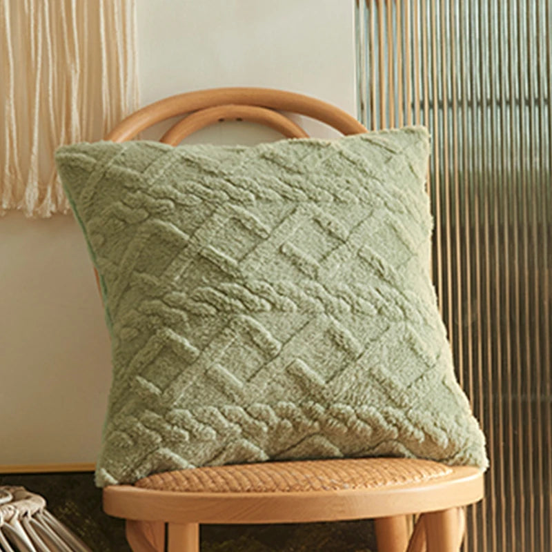 Twist KnittingPlush Pillow Case Vintage Knitted Cushion Cover Simple Cushion Plush Pillowcase Headboard Back