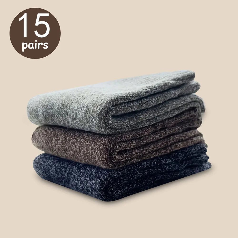 3/5/15 Pairs Men Solid Color Socks Fashionable Simple Versatile Winter Socks Are Soft Comfortable Lightweight Casual In Length