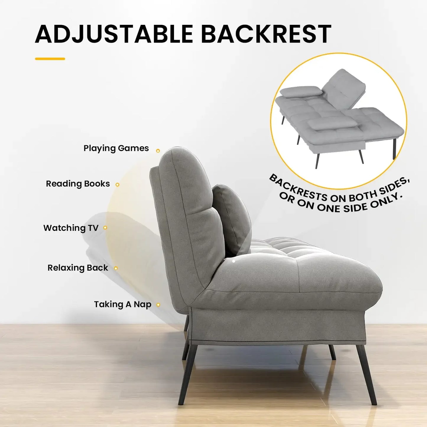 Cloud Comfort Convertible Futon Sofa Bed, Gray