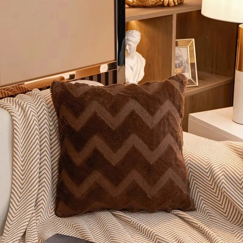 Twist KnittingPlush Pillow Case Vintage Knitted Cushion Cover Simple Cushion Plush Pillowcase Headboard Back