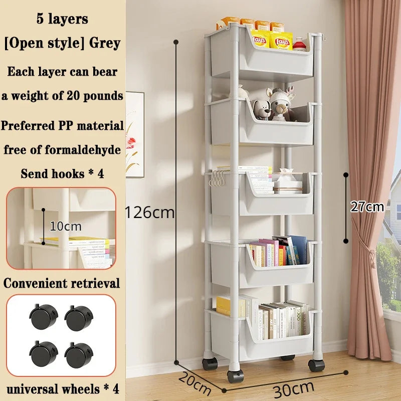Children's Bookcases Rack Furniture With Wheels Removable Small Bookshelves With Wheels Cart Home Toy Storage Reading Shelves