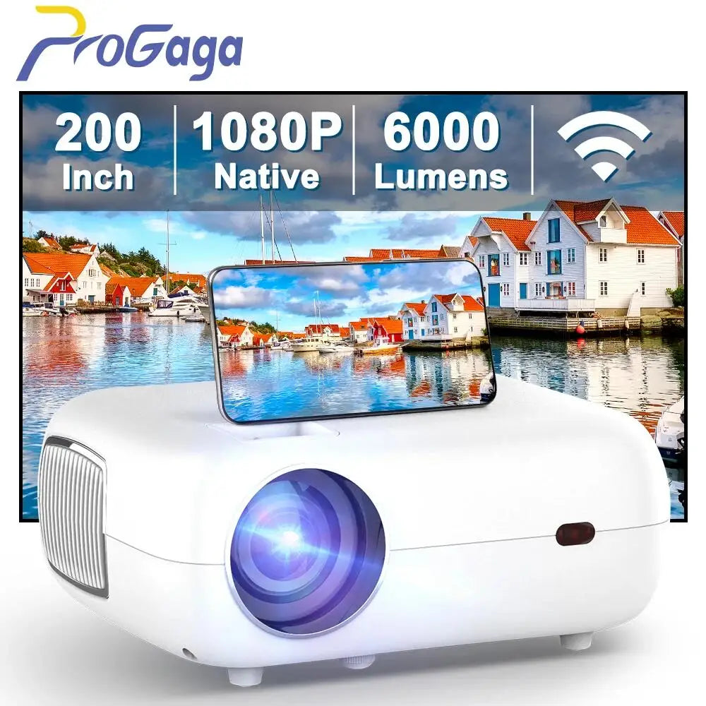 Progaga PG500 Beamer Portable Projector Real 1080P Full HD 200 Inch 6000 Lumens Wifi Support 2K 4K Home Projector Beamer
