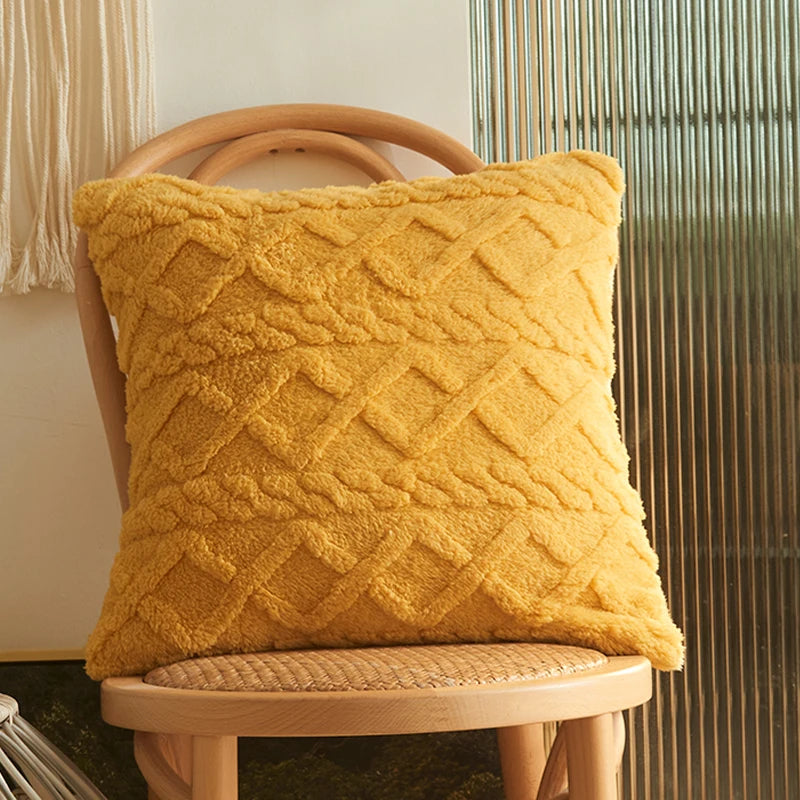 Twist KnittingPlush Pillow Case Vintage Knitted Cushion Cover Simple Cushion Plush Pillowcase Headboard Back