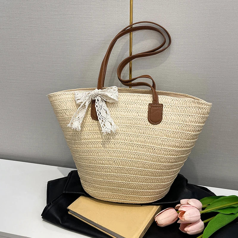 Beach Bag for Travel Large Capacity Straw Woven Tote Vacation Simple and Versatile Design Designer Women Shopper Shoulder Bags