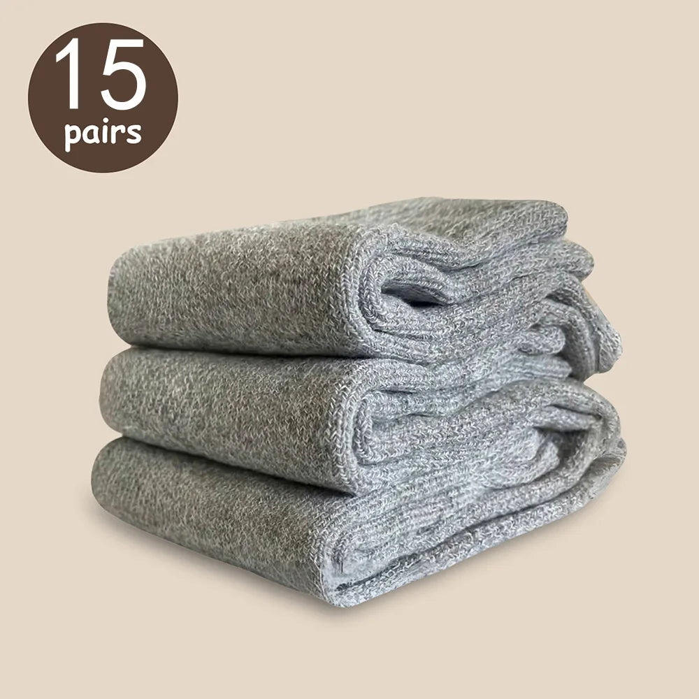 3/5/15 Pairs Men Solid Color Socks Fashionable Simple Versatile Winter Socks Are Soft Comfortable Lightweight Casual In Length