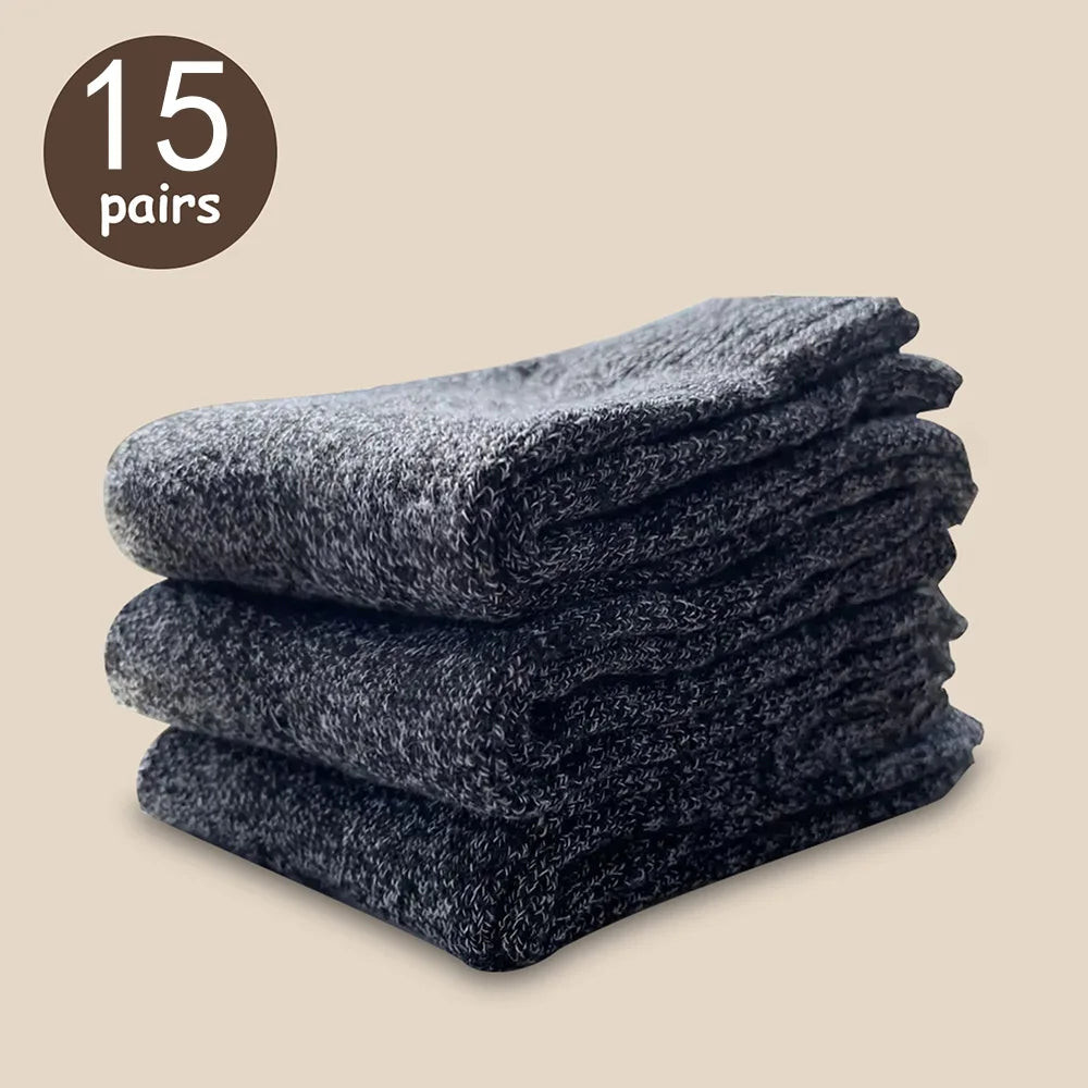 3/5/15 Pairs Men Solid Color Socks Fashionable Simple Versatile Winter Socks Are Soft Comfortable Lightweight Casual In Length