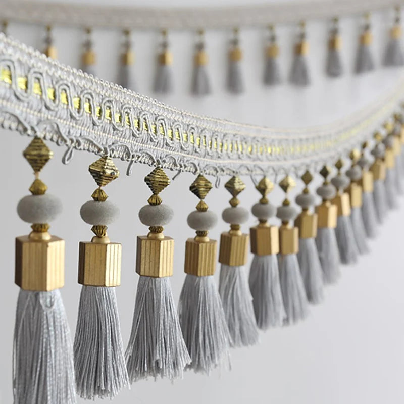 3M Tassel Beaded Fringe Edging Curtain Accessories Trim Lace Boho Upholstery DIY Party Hanging Ring Cords Crafts Sewing Decor