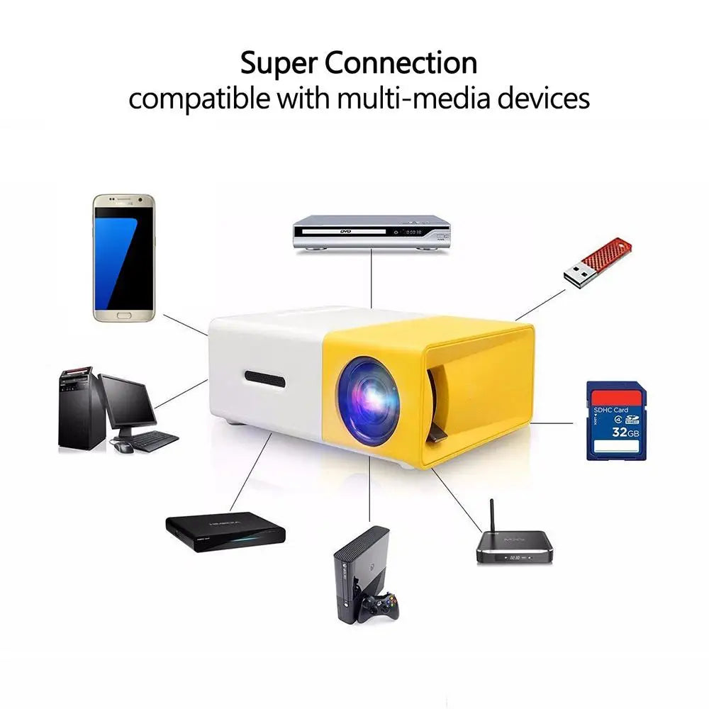 Home Theater YG300 Mini Projector Support 1080P Decoding Built-in Audio LED Projector for Smartphone Notebook 3D Glasses As Gift