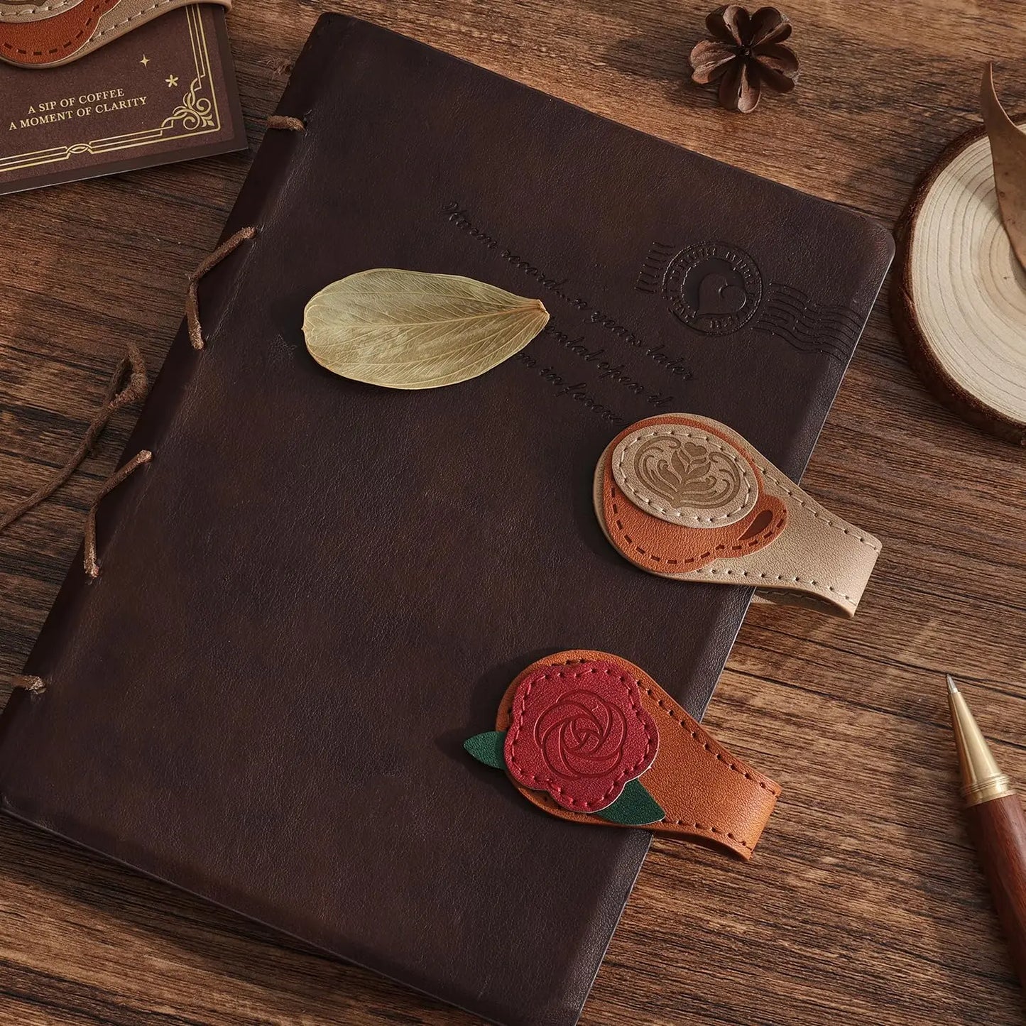 2 pieces of vintage magnetic leather bookmarks, women's leather magnetic bookmarks, bookmark clamping accessories
