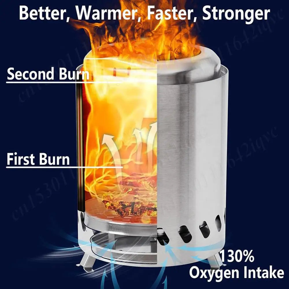 Outdoor Burner Heater Smokeless Tabletop Fire Pit Stainless Steel Camping Smokeless Stove Tabletop Firepit Mini Fire Pit Bonfire