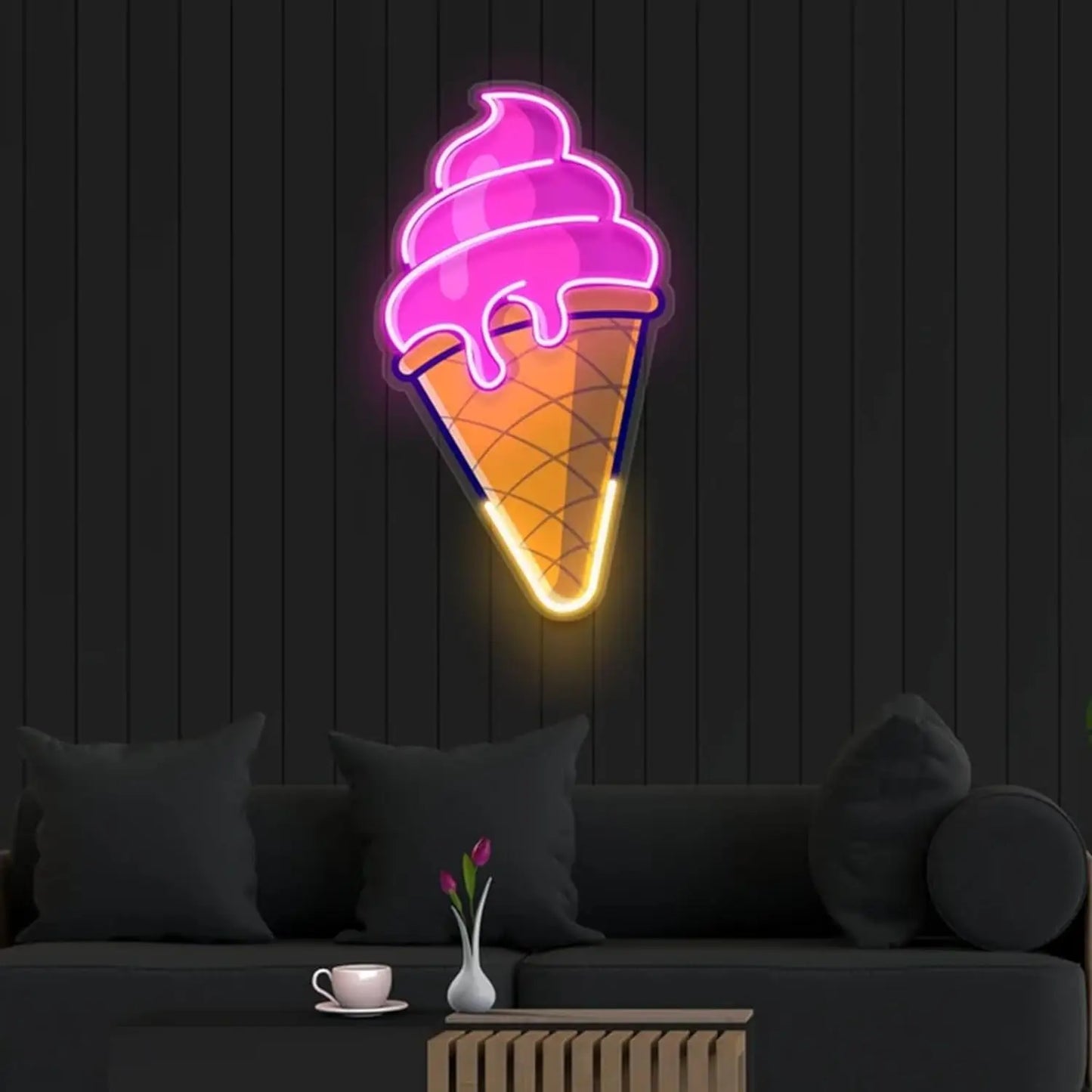 Ice Cream Neon Signs LED Neon Light Sign Light Up Neon Signs for Ice Cream Store Bar Shop Party Gifts Size: 20inches