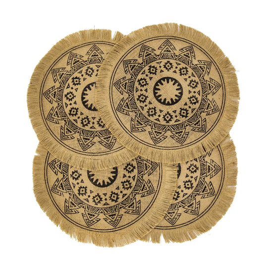 Boho Round Placemats Set of 4, Dining, Brown, Modern Dinner, Braided Beige Table and Fall, Circle Runner, Kitchen Plate Mats