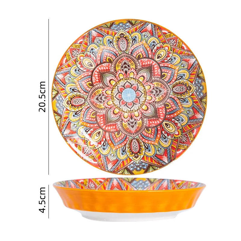 Vintage Ceramic Tableware Bohemia Style Dinner Plates Sets Kitchen Supplies Full Tableware of Plates Porcelain Dinnerware Set