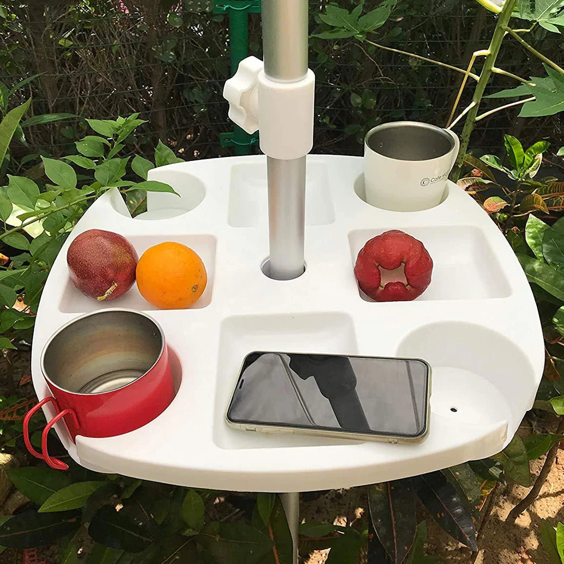 CYBeach Umbrella Umbrella Tray, with 4 Cup Holders and 4 Snack Grids, Suitable for Beaches, Terraces, Gardens and Swimming Pools