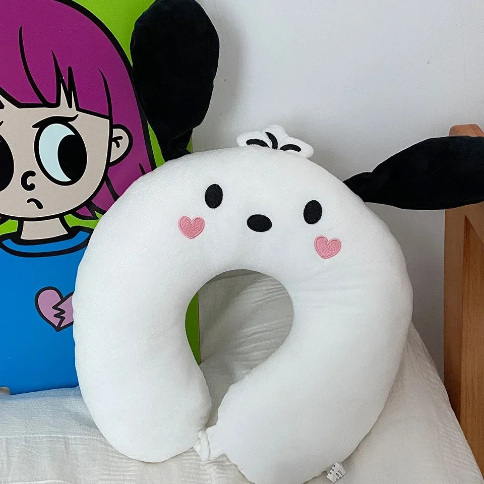 Cinnamoroll Pochacco Hangyodon Kawaii U-shaped Pillow Sanrio Plush Neck Cushion Office Students Sleeping Portable Travel Pillows