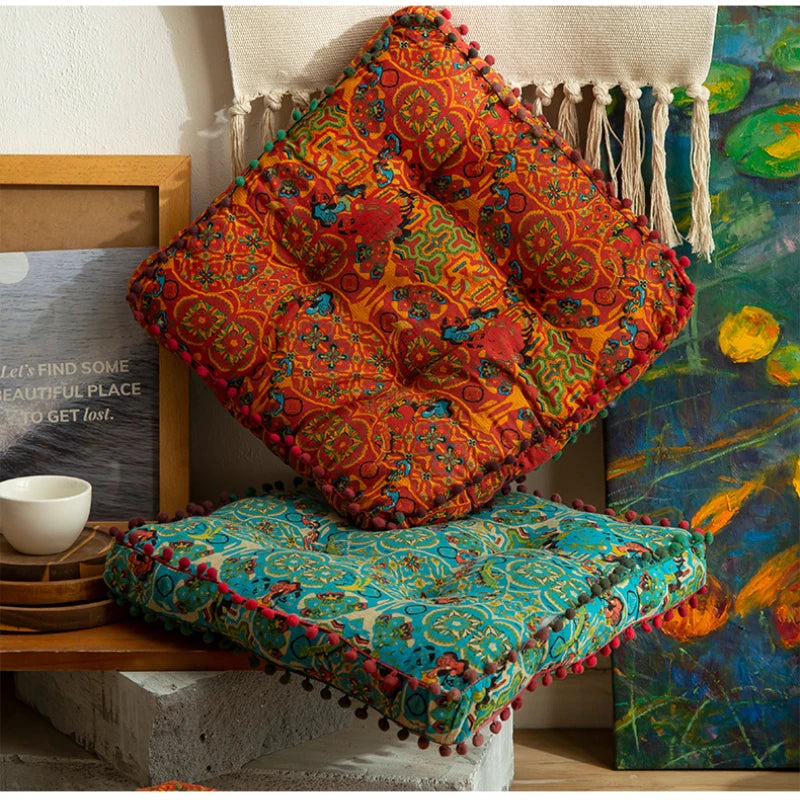 Bohemian Style Thickened Cotton Linen Cushion for Ground Lazy People with Moroccan Window Tatami Mat Pillow Puff Cushion That