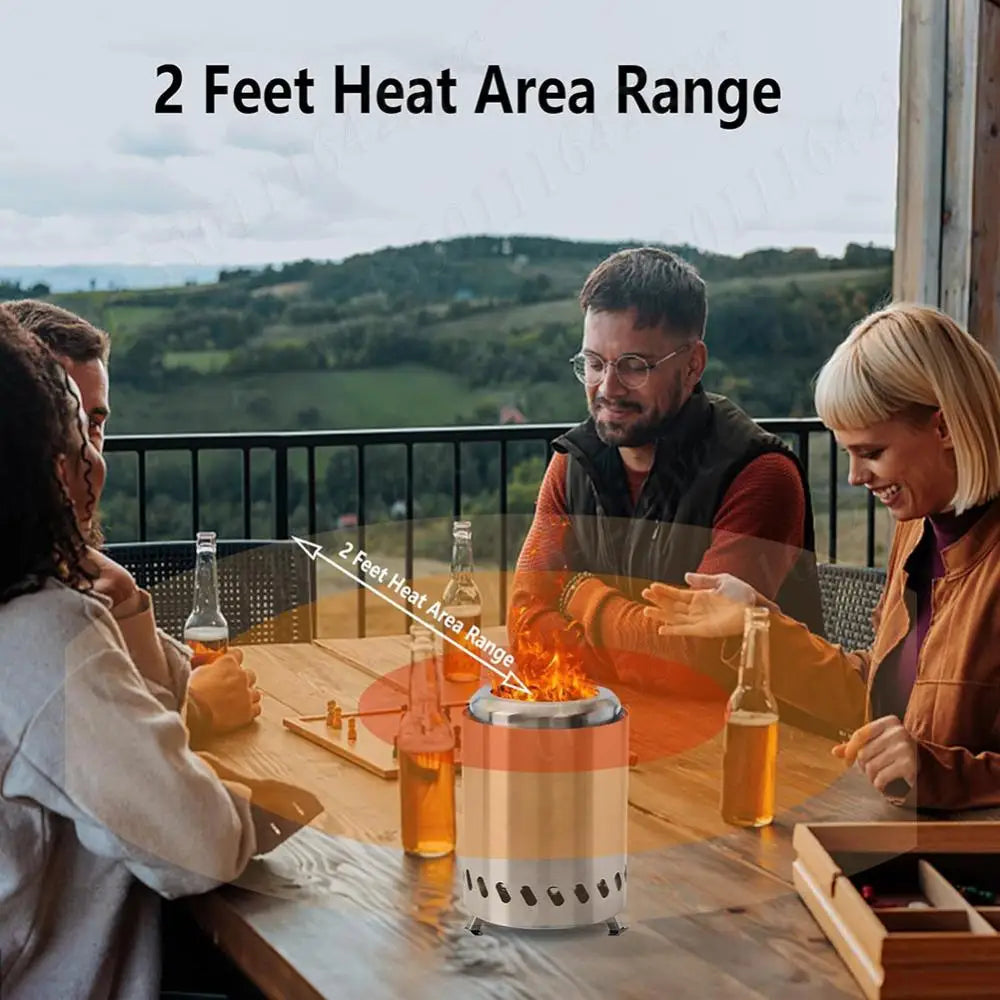 Outdoor Burner Heater Smokeless Tabletop Fire Pit Stainless Steel Camping Smokeless Stove Tabletop Firepit Mini Fire Pit Bonfire