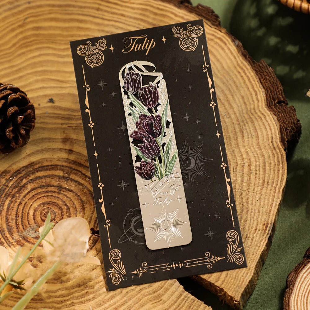 Aesthetic Book Page Clip Floral Painting Metal Bookmark Hollow Metal Book Accessories Student Reading Mark Stationery Gifts