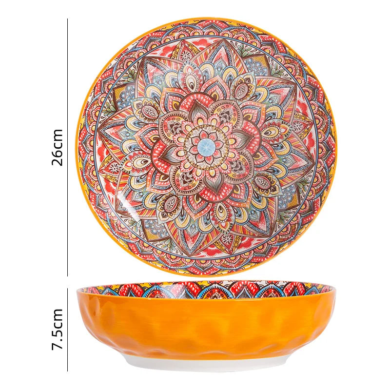 Vintage Ceramic Tableware Bohemia Style Dinner Plates Sets Kitchen Supplies Full Tableware of Plates Porcelain Dinnerware Set
