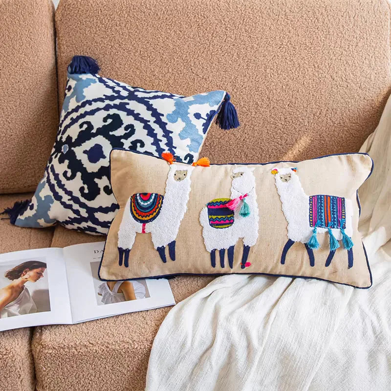 Moroccan Pillowcase Living Room Sofa Decor Handmade Pillow Cover Indian Exotic Ethnic Style Boho Embroidery Cushion Pillow Cover
