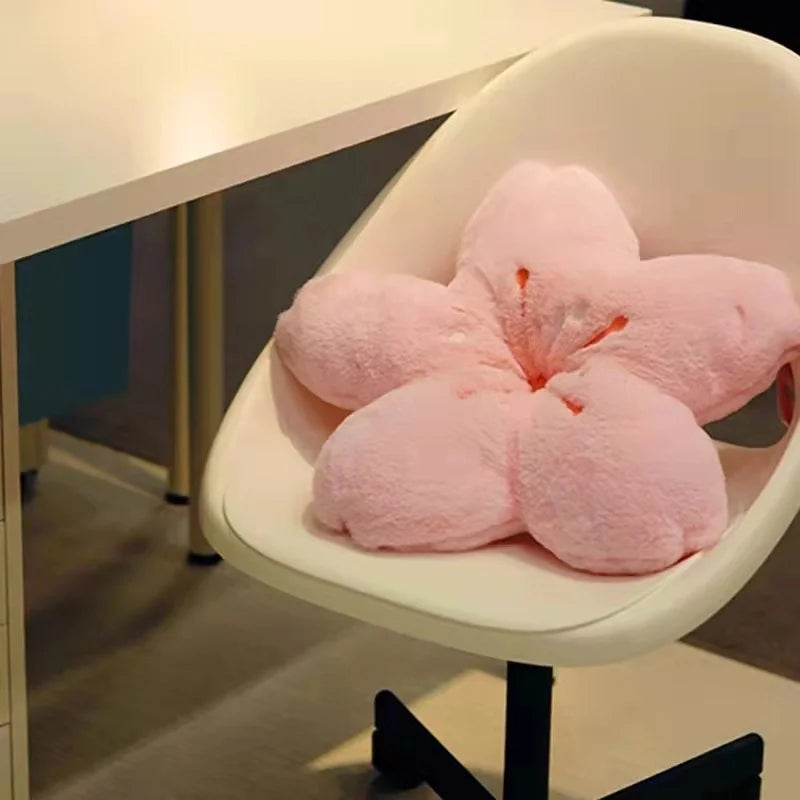 Ins Pink Cherry Petals Pillow Girl Bedroom Living Room Decor Bay Window Floor Seat Cushion Plush Tatami Cherry Blossom Cushion