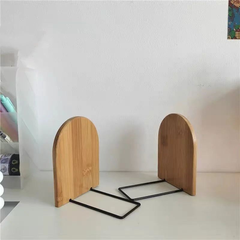 1pc Simple Wood Bookend Holder Desktop Organizer Office Book Stand Magazine Folder Storage Desk Shelf Stationery School Supplies
