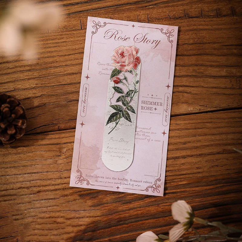 Aesthetic Book Page Clip Floral Painting Metal Bookmark Hollow Metal Book Accessories Student Reading Mark Stationery Gifts
