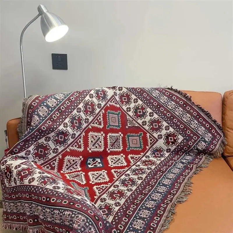 Camping Picnic Blanket Tribal Blankets Indian Outdoor Rugs Boho Decorative Bed Blankets Plaid Sofa Mats Travel Rug Tassels Linen