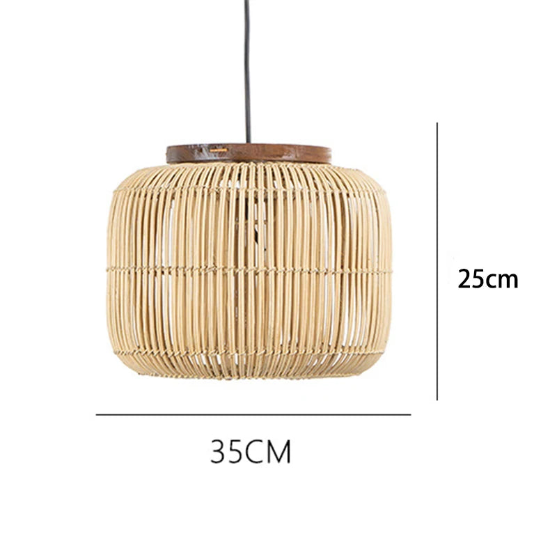 Japanese Rattan pendant light vintage laterns Wabi-sabi Lights Living Room dining lights hanging Homestay kitchen island light