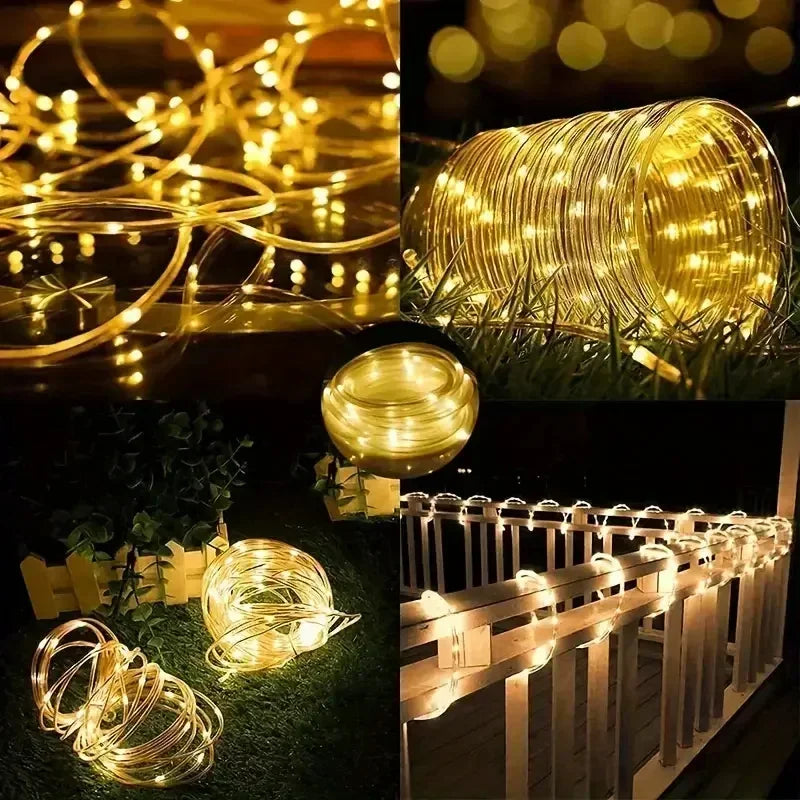 Solar Powered LED String Lights 8 Modes Outdoor Fairy Lights Garden Decoration Camping Tree Flower Garland Wedding Lighting Lamp