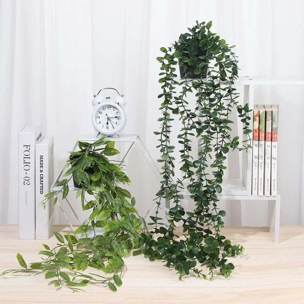 Artificial Hanging Plants with Pot Fake Plants Hanging Vines Shelf Plants Decor Potted Plants for Home Indoor Outdoor Decoration