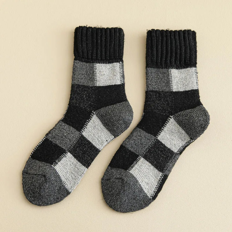 5pairs Winter Men's Warm Thermal Colorblock Thick Wool Socks Warm Colorblock Soft Comfortable Plush Snow Floor Sock High Quality